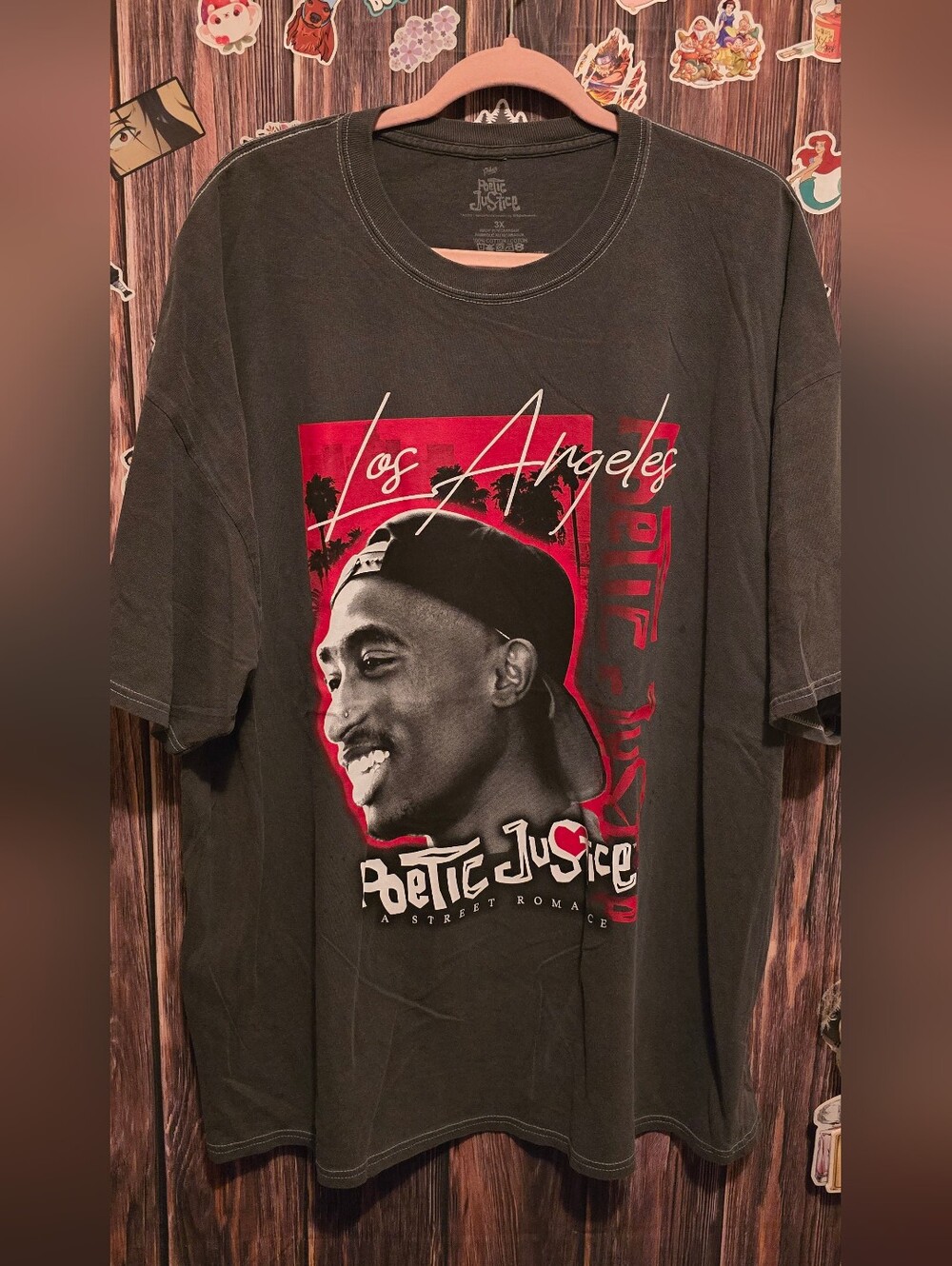 Poetic justice Los Angeles Graphic T-Shirt - Charcoal with Red Print
